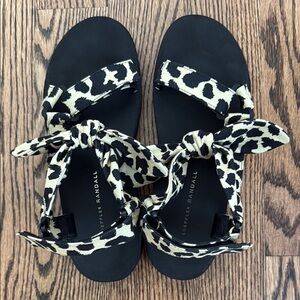 Loeffler Randall Black and White Leopard Print Sandals